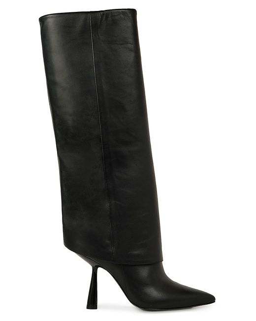 Black Suede Studio Martine Leather Knee-High Boots