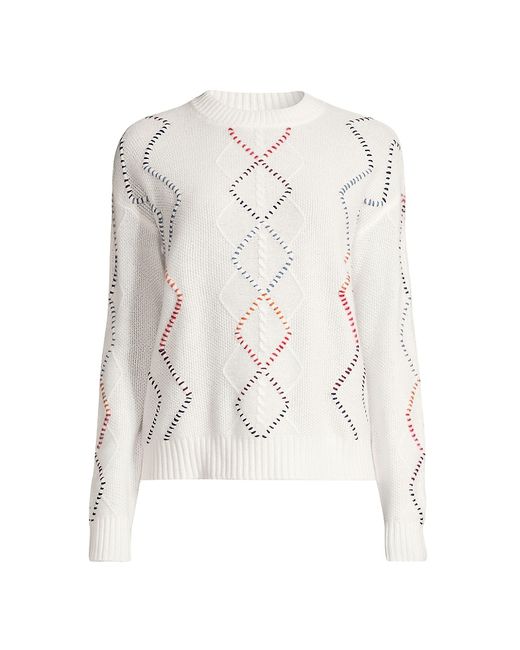Minnie Rose Cash Fringe Cable-Knit Sweater