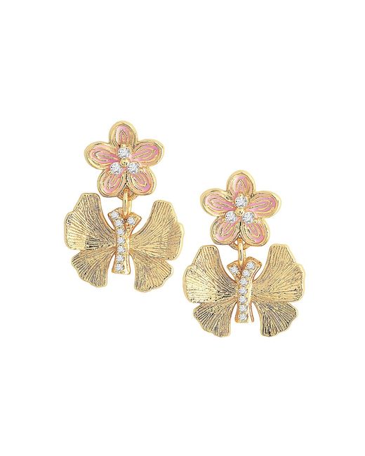 Anabel Aram Butterfly 18K Plated Cubic Zirconia Enamel Drop Earrings