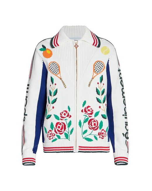 Casablanca Laurel Intarsia Knit Jacket