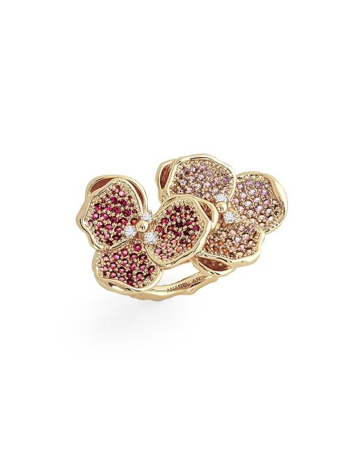Anabel Aram Double Orchid 18K Gold-Plated Cubic Zirconia Ring