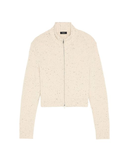 Theory Speckled Cashmere Zip Cardigan
