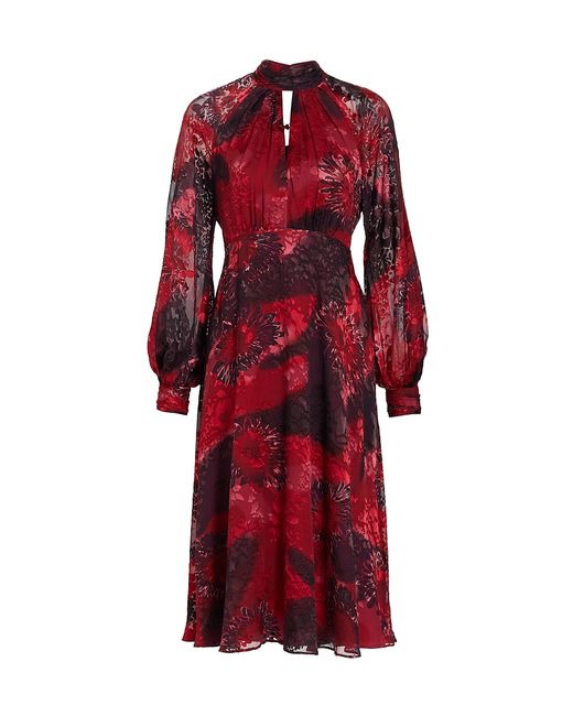 Teri Jon by Rickie Freeman Abstract Floral Midi-Dress