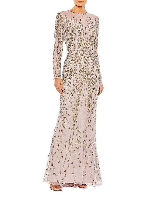 Mac Duggal Embellished Long-Sleeve Column Gown
