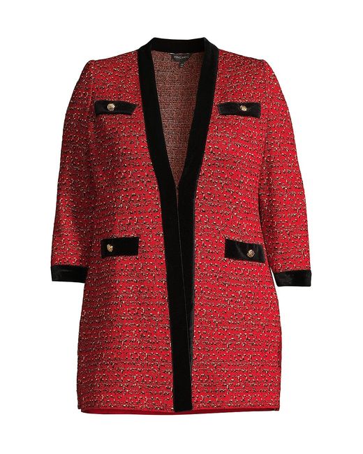 Ming Wang, Plus Size Embellished Tweed Jacket