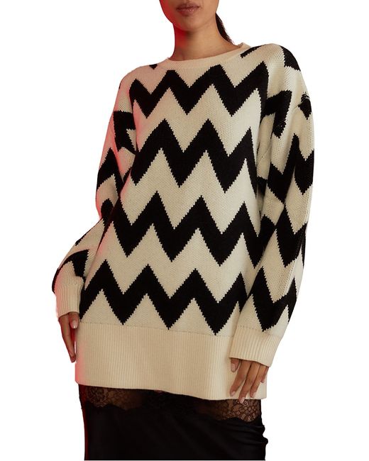 Cynthia Rowley Chevron Intarsia-Knit Sweater