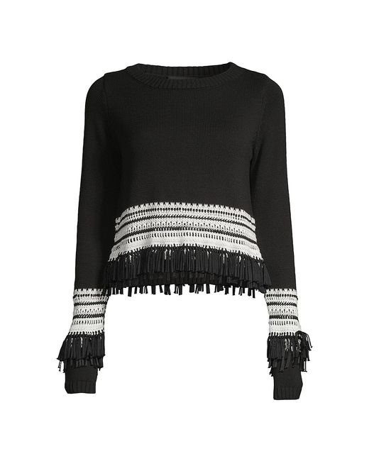 Donna Karan Deco Fringe-Embellished Blend Sweater