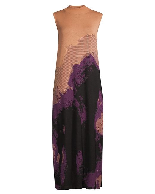 Misook Sleeveless Knit Landscape Midi-Dress