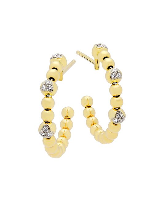 Saks Fifth Avenue Collection 14K Yellow 0.16 TCW Diamond Beaded Hoop Earrings