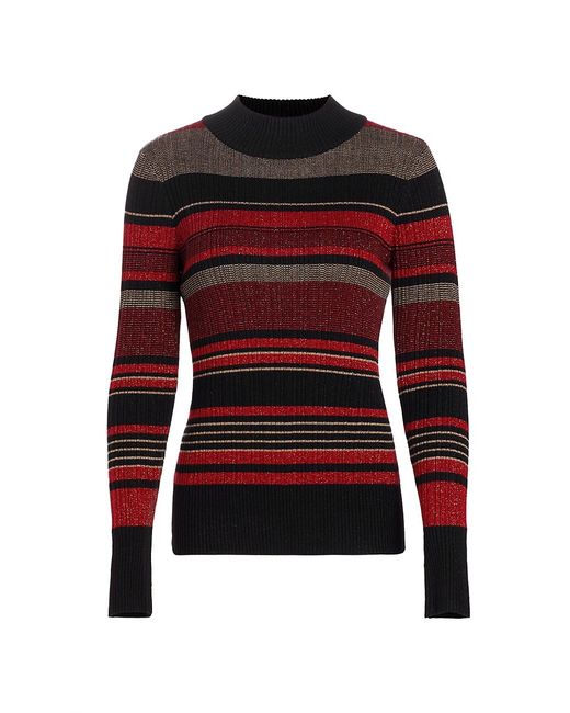 Elie Tahari Metallic Stripe Pullover Sweater