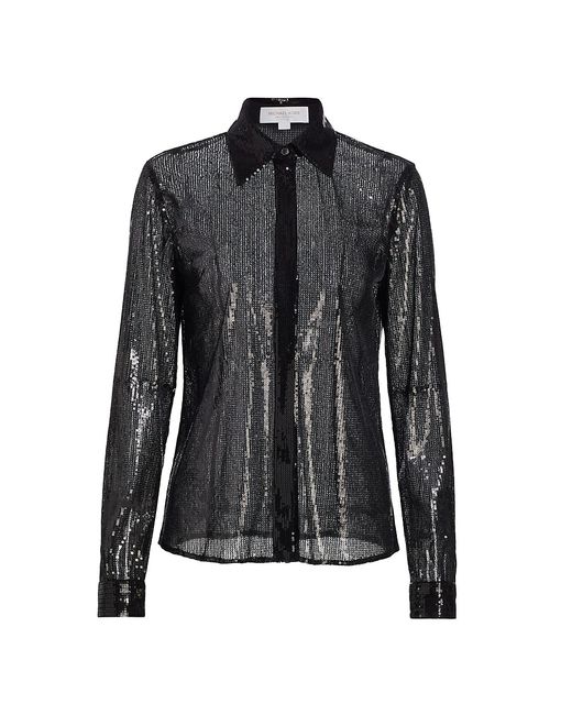 Michael Kors Collection Hansen Sequined Button-Down Shirt