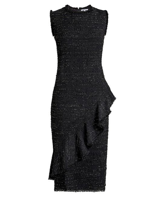Santorelli Tweed Ruffle Sheath Dress
