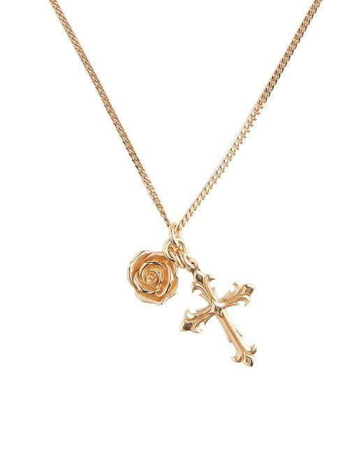Emanuele Bicocchi 24K Plated Rose Cross Pendant Necklace