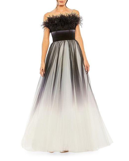 Mac Duggal Strapless Feather Gown