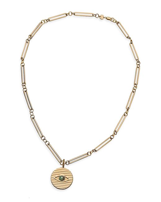 Jennifer Zeuner Jewelry Samara 18K--Plated Malachite Evil Eye Medallion Pendant Necklace