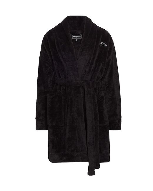 Saks Fifth Avenue COLLECTION Plush Embroidered-Logo Robe