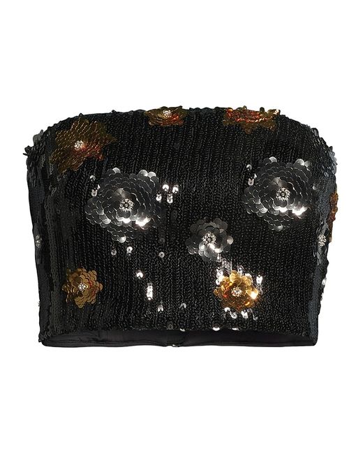 Milly 3D Floral Sequins Crop Tube Top