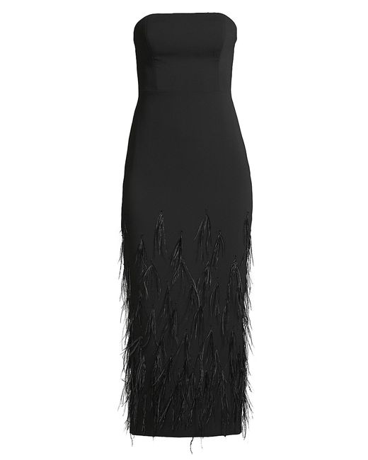 Milly Shai Strapless Feather Midi-Dress