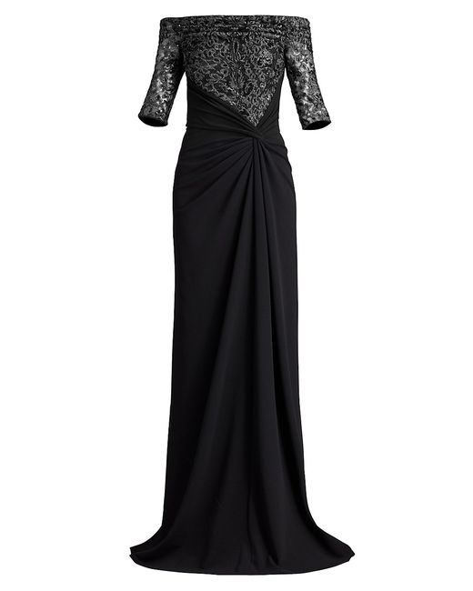 Sho Sequined Off-The-Shoulder Gown