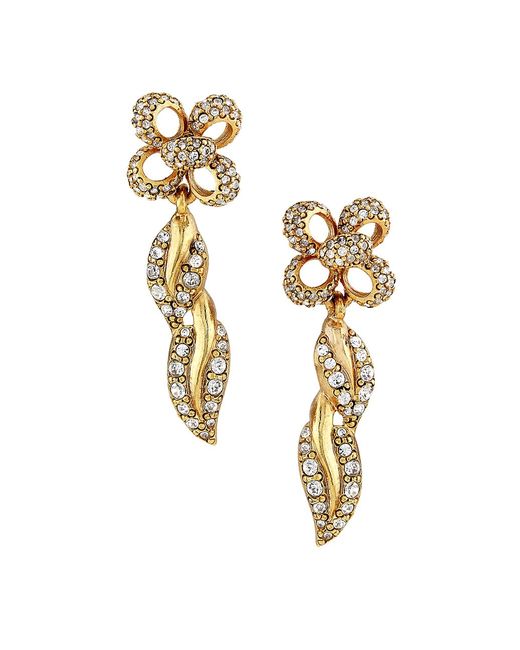 Oscar de la Renta Clover Goldtone Crystal Chandelier Earrings