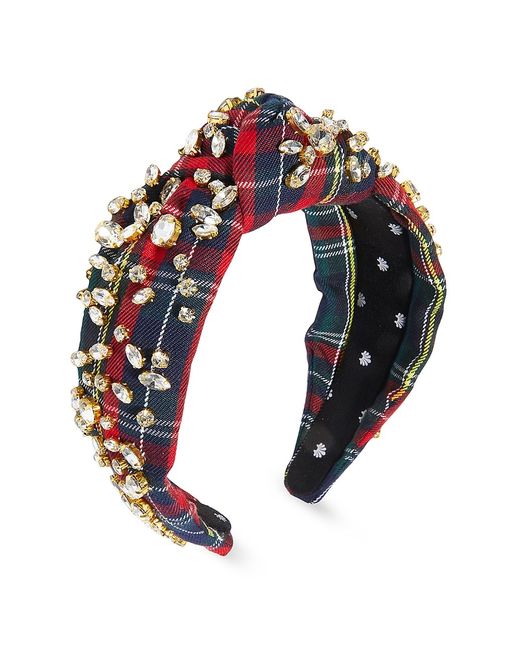 Lele Sadoughi Crystal-Embellished Plaid Knotted Headband