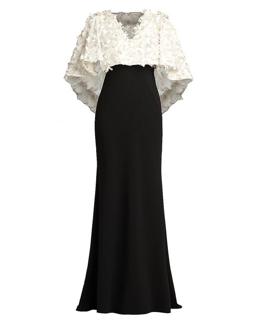 Sho 3D Floral Cape-Sleeve Gown