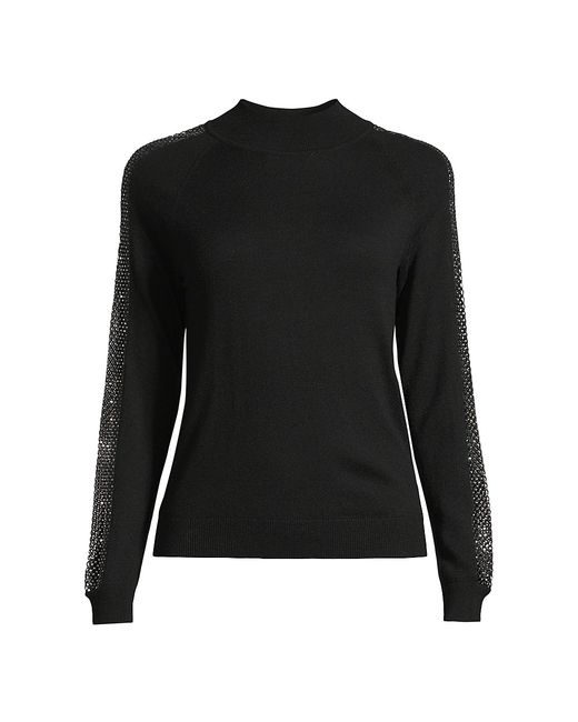 Milly Crystal-Embellished Wool-Blend Sweater