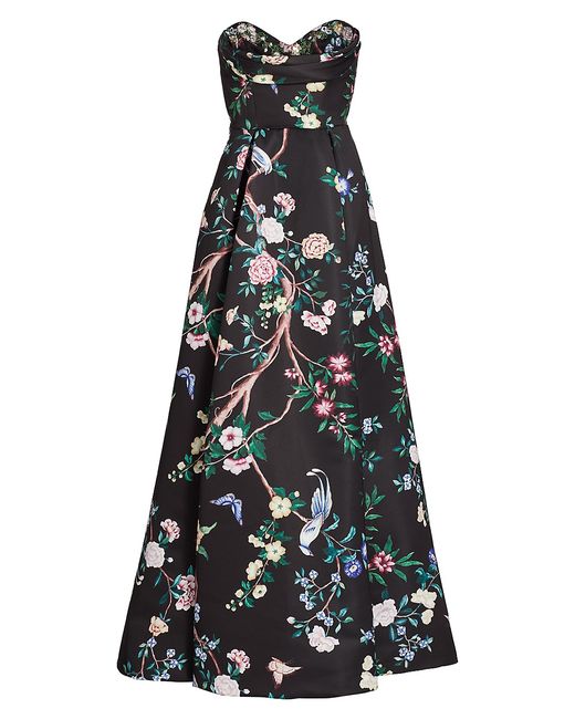 Marchesa Notte Strapless Floral Gown