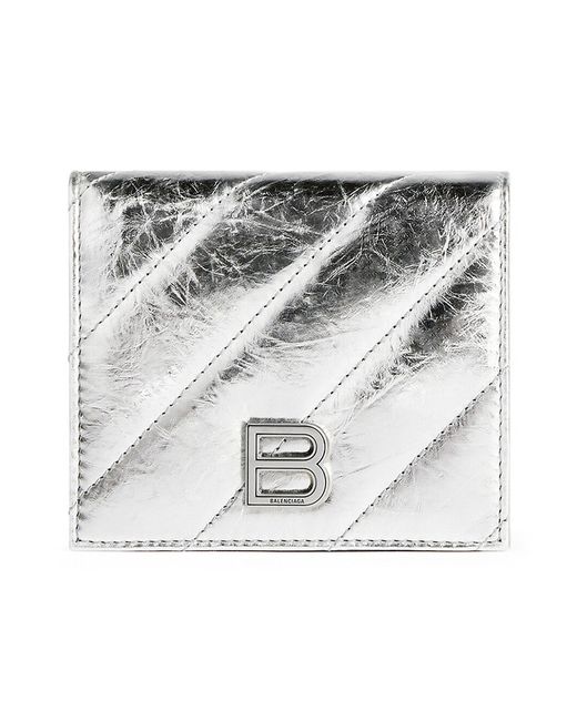 Balenciaga Crush Flap Coin And Card Holder Metallized Quilted