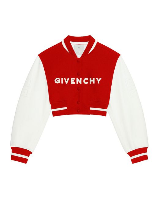 Givenchy Cropped Varsity Jacket Wool And Leather