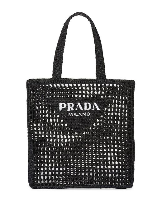 Prada Raffia Tote Bag with Logo