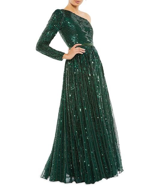 Mac Duggal Sequined One-Shoulder Gown