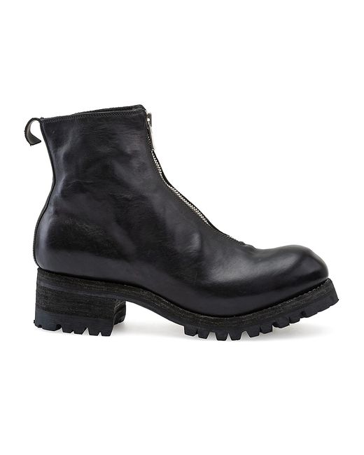 Guidi Leather Front Zip Lug-Sole Ankle Boots