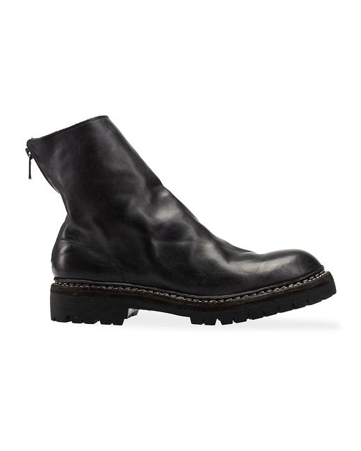 Guidi Leather Back Zip Lug-Sole Boots