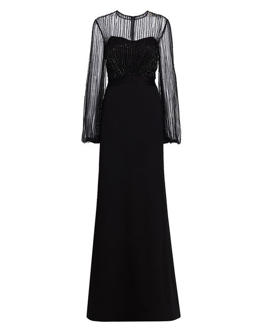 Rene Ruiz Collection Beaded Illusion Fit Flare Gown