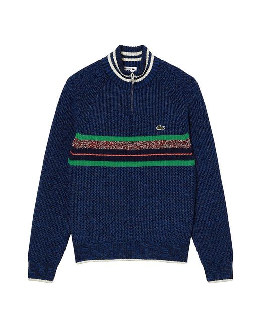 Lacoste Striped Quarter-Zip Classic-Fit Sweater