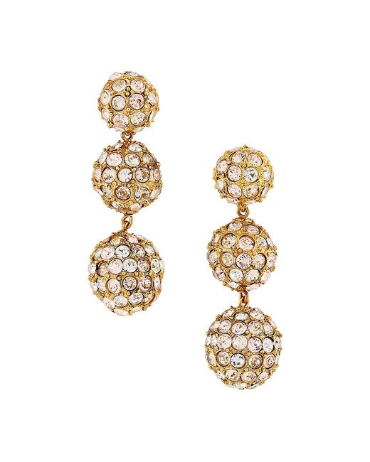 Oscar de la Renta Tri Goldtone Crystal Ball Drop Earrings