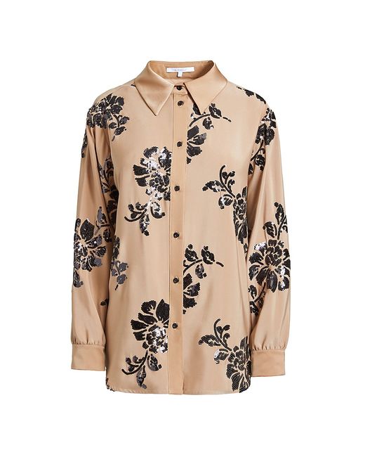 Santorelli Sequin Floral Buttoned Shirt