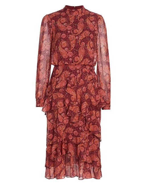 Saloni Isa Ruffled Printed Midi-Dress