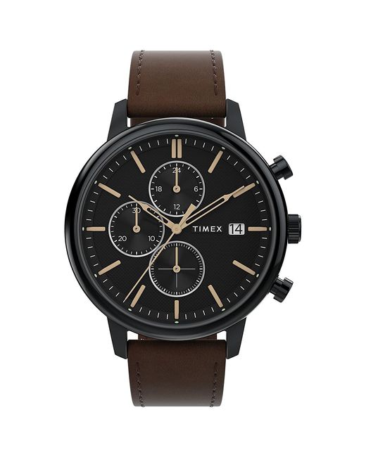 Timex Chicago Leather Strap Chronograph Watch/45MM
