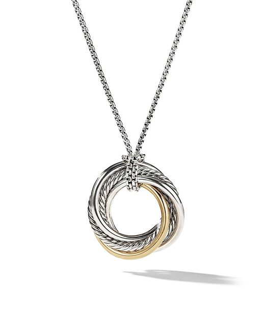 David Yurman Crossover Pendant Necklace Sterling with 14K