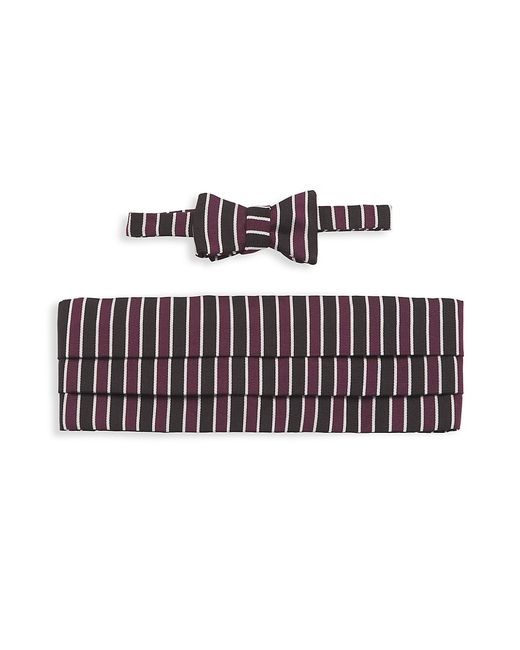 Paul Stuart Striped Bow Tie Cummerbund Set