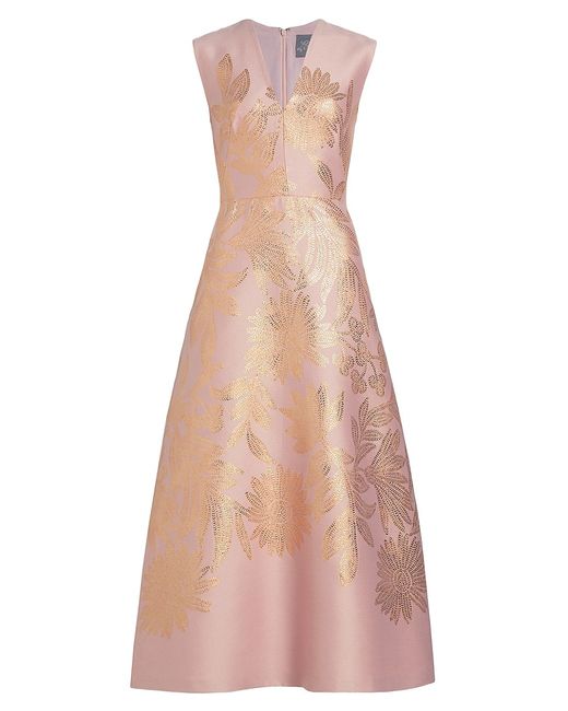 Lela Rose Blair Metallic Jacquard Maxi Dress