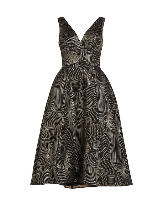 Amsale Metallic Jacquard Midi-Dress
