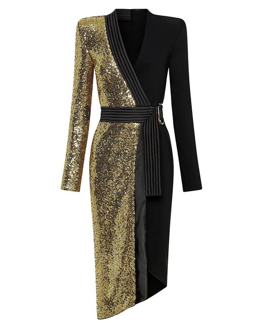 Zhivago Take Off Sequined Two-Tone Wrap Dress