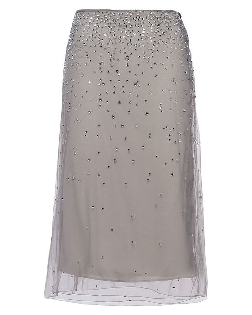Prada Crystal-Studded Tulle Midi-Skirt