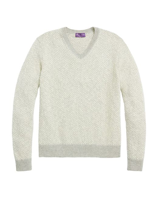 Ralph Lauren Purple Label Herringbone V-Neck Sweater