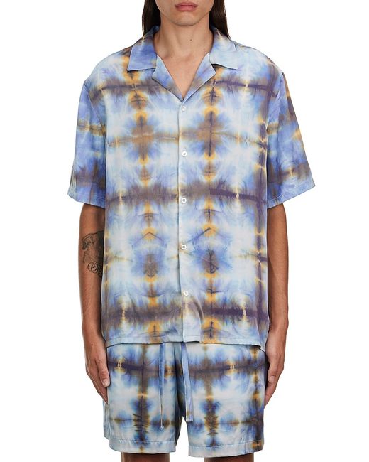Nahmias Tie-Dye Silk-Blend Camp Shirt