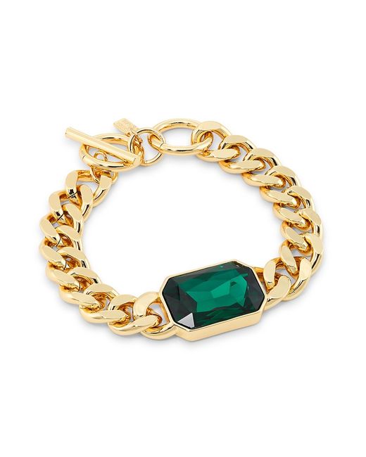Kenneth Jay Lane 14K Plated Faux Emerald Toggle Bracelet