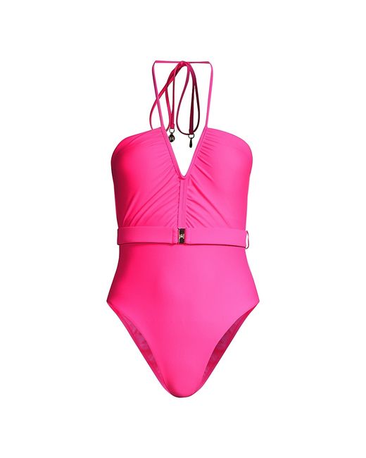 Milly Belted Halter One-Piece Swimsuit